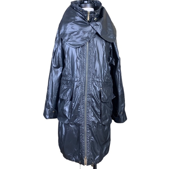 BCBG graphite long parka rain coat size m - Picture 1 of 13